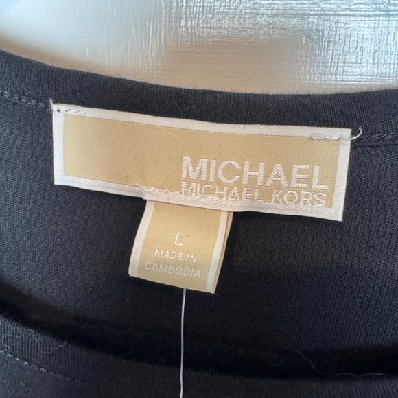 NWT Michael Kors Ruffle Short Sleeve Chiffon Tiered Hem Tee, Size Large - Picture 5 of 8